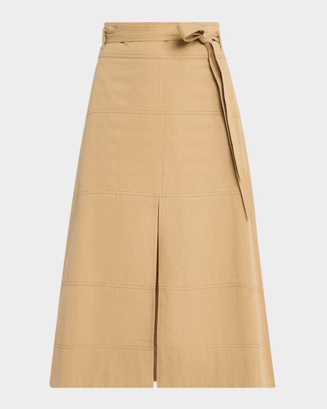 Hudson Belted A-Line Midi Skirt